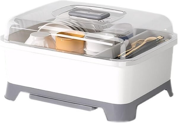 Dish Drying Rack with Cover Multi Compartment Dish Drainer