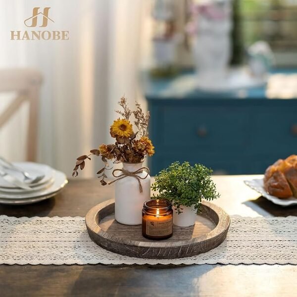 Hanobe Wooden Candle Holder Tray